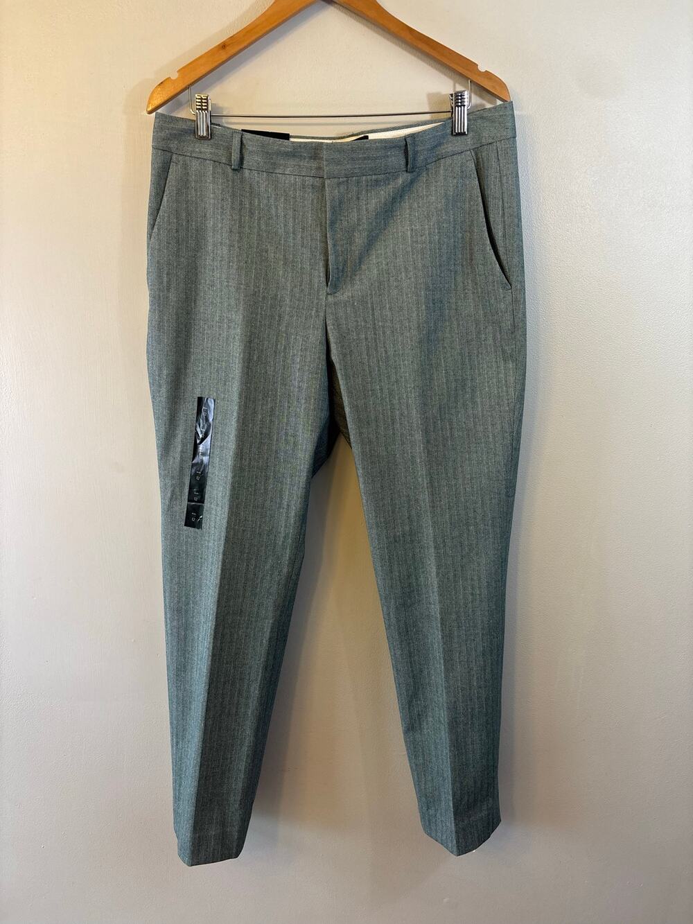 Banana Republic Ryan Green Herringbone Straight Leg Pant Size 12 NWT